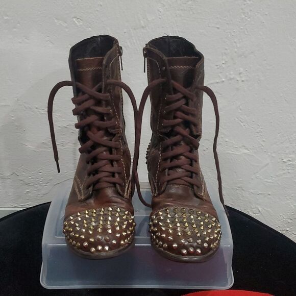 Steve Madden Tarnney Studded Brown Boots Made in Mexico Size 7 - Picture 3 of 15